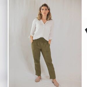 Emme mama transitional linen pants- olive green